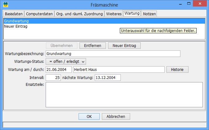 Inventur und Wartungsüberwachung