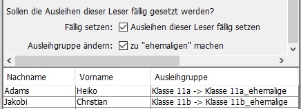 Sch�ler einer Klasse "ehemalig" zuweisen